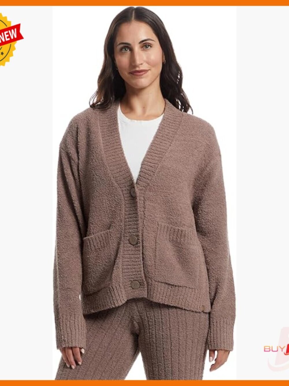 Soft Recycled Polyester Cardigan Button Front Layering Sweater - Picture 1 of 5